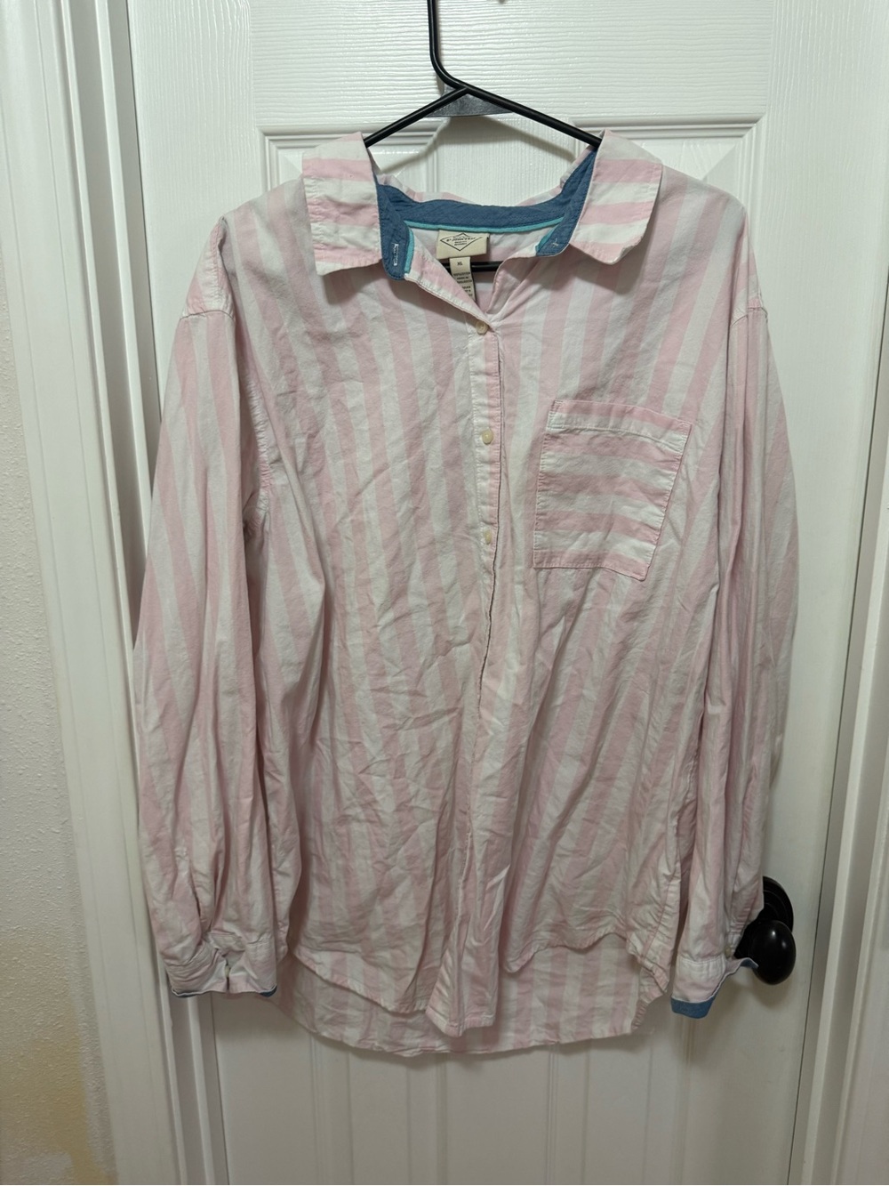 St. John's Bay Pink & White Striped Casual Button-Down Shirt